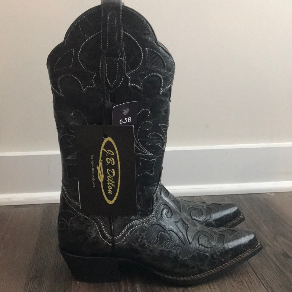 J.B Dillon Black Cowboy Boots